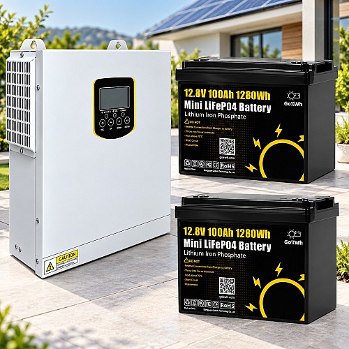 3,5 кВт LiFePO4 Комплект резервного живлення інвертор Daxtromn Power + 2 Акумулятори 12V/100Ah GoKWh Mini для будинку, квартири
