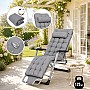 Садове пляжне крісло Ideal Garden Premium з матрацом та подушкою, до 125 кг, сірий, шезлонг для саду та тераси