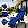 Садове пляжне крісло Ideal Garden Premium з матрацом та подушкою, до 125 кг, синє, шезлонг для саду та тераси